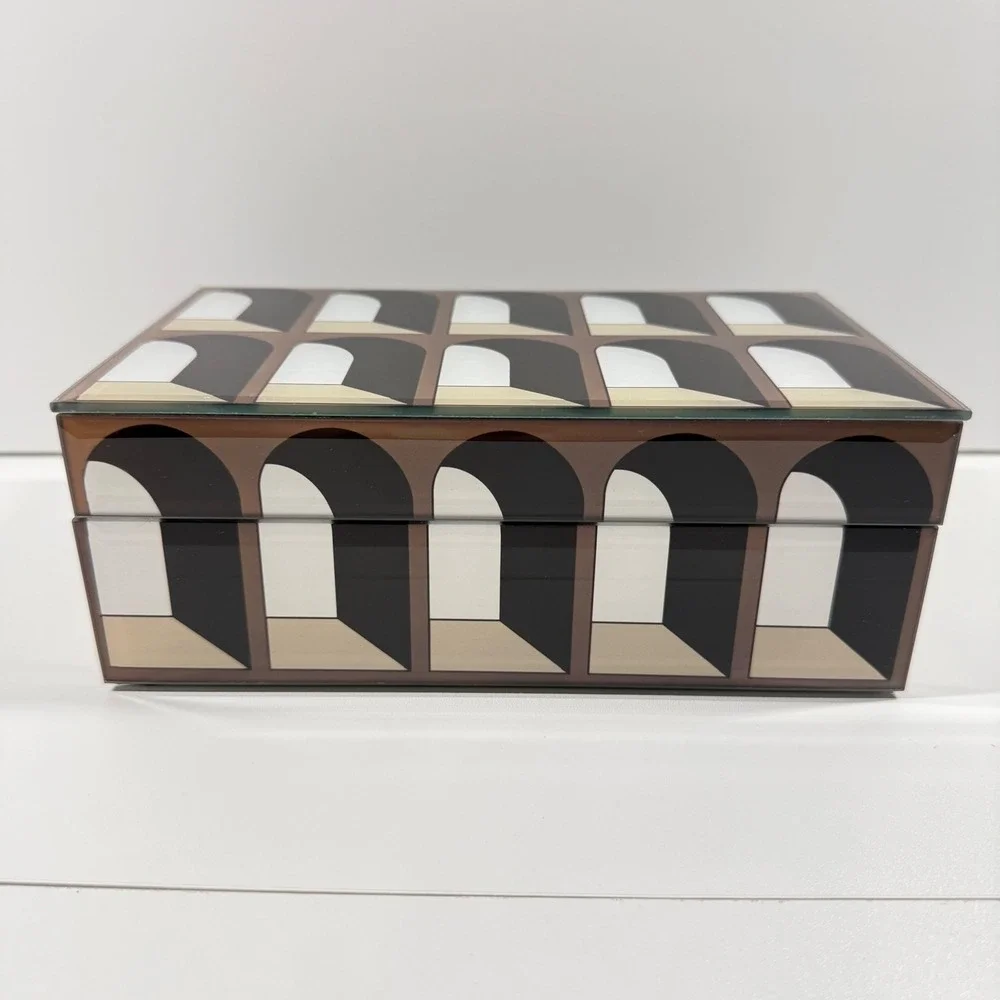 Richmond Interiors Vaya Small Storage Box Glass Jewelry Geometric Arch Arcade 8